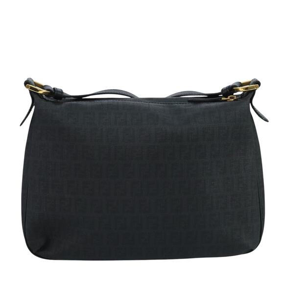 FENDI Zucchino Canvas Shoulder Bag Gold Black - Picture 3 of 13
